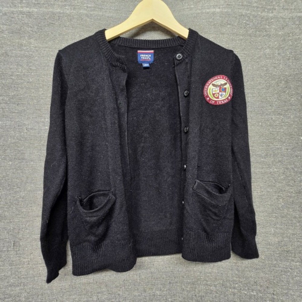 French Toast Kids ILTexas School Uniform Cardigan Sweater Black Size L 10/12
